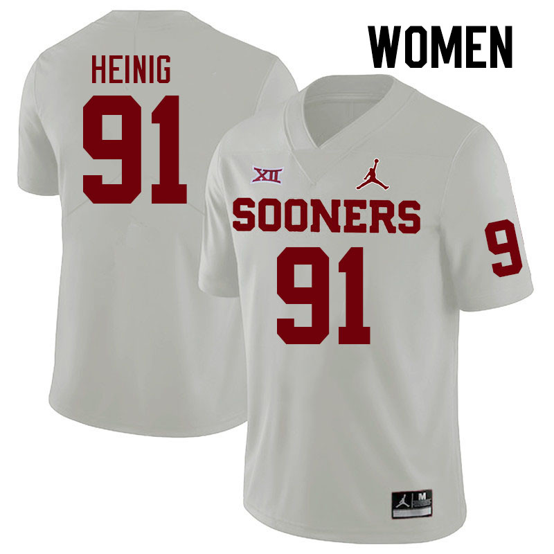 Women #91 Drew Heinig Oklahoma Sooners College Football Jerseys Stitched Sale-White